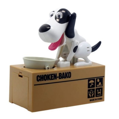 Hungry Doggy Coin Bank White Black