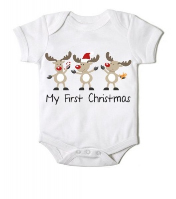 Photo of Just Kidding Junior "My First Christmas" Short Sleeve Onesie - White