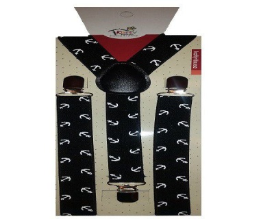 Photo of Unisex Anchors Suspenders Braces - Black & White