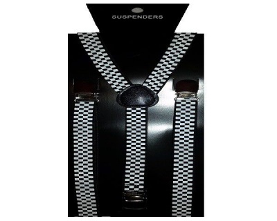 Photo of Unisex Slim Chequer Suspenders Braces - Black & White