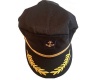 Katty House Unisex Captain Hat with Anchor - Black Photo