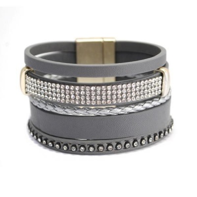 Photo of Lily & Rose Multi Row Bracelet with Magnetic Clasp - Grey