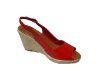 Women's Peep-Toe Slingback Espadrilles - Red Photo