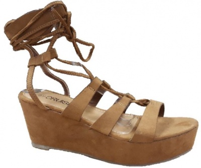 Photo of Women's Lace-Up Ankle Strap Wedges - Tan