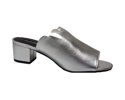 Womens Push In Mules with Scallop Silver