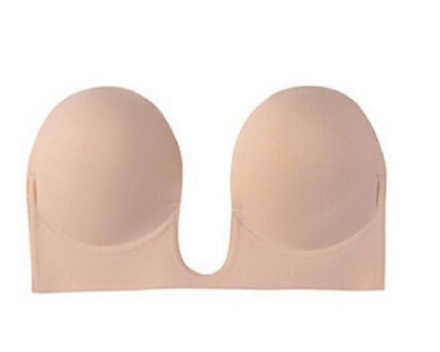 Photo of Easy Curves Plunged Neckline Stick On Bra - Nude