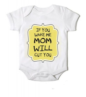 Photo of Just Kidding Unisex If You Wake Me Mom Will Cut You Short Sleeve Onesie - White