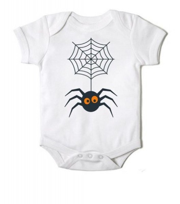 Photo of Just Kidding Unisex Itsy Bitsy Spider Halloween Short Sleeve Onesie - White
