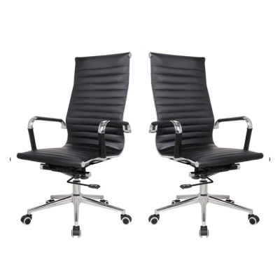 Photo of TOCC Ribbed High Back Office Chairs-Set of 2-Black