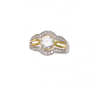 Photo of Art Jewellers Two-Tone Fancy 7mm CZ Ring - Silver