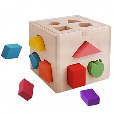 13 Hole Wooden Cube Puzzle Maze