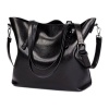 PU Leather Women's Tote Shoulder Bag - Black Photo