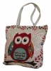 Fino Cotton Canvas Owl Beach Bag - Beige Photo