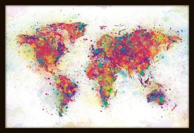 Photo of Colour Splash World Map Poster with Black Frame