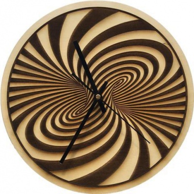 Photo of Wall Clock-Engraved Hardwood-3D Spiral