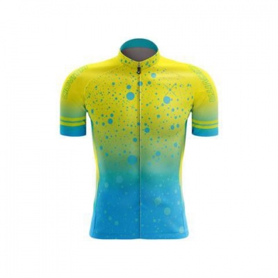 Photo of Ciovita Men's Astro Tropica Cycling Jersey - Yellow & Blue