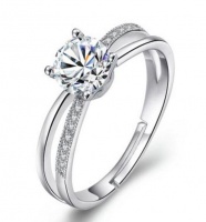 100 925 Sterling Silver Adjustable Crystal Ring