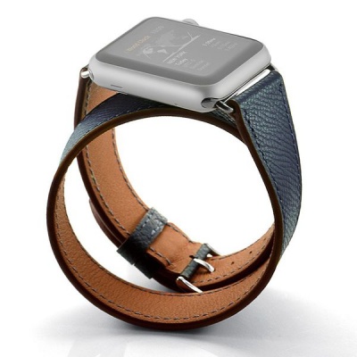 Photo of Apple Zonabel 38mm Navy Hermes Leather Wrap Strap for Watch