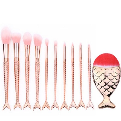 Photo of 11 Piece Mermaid Make-Up Brush Set - Golden