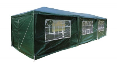 Photo of Hazlo Gazebo Folding Tent Marquee with Side Walls 3 x 9m - Green
