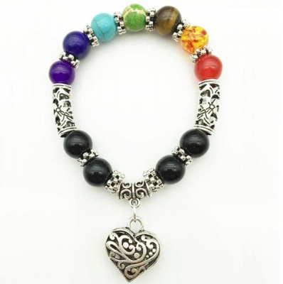 Photo of Her Jewellery Crystal Rock 7 Chakra Healing Reiki Heart Bracelet