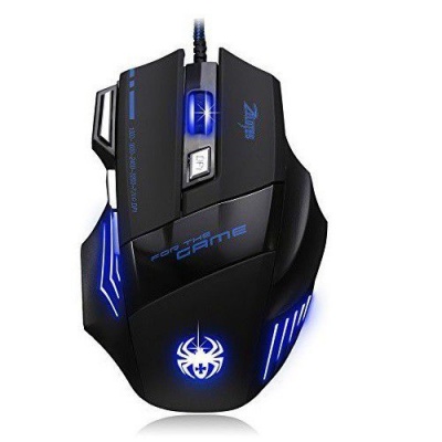 Zelotes 7200 DPI 7 Buttons LED Optical USB Wired Gaming Mouse Black
