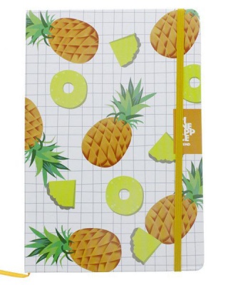 Stationery Pineapple Patterned Notebook Yellow and White