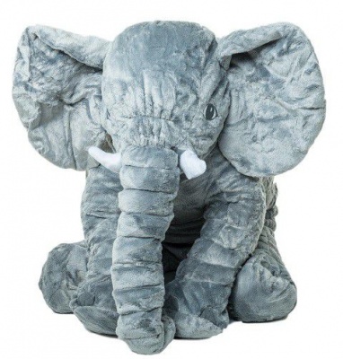 Elephant Long Plush Pillow Grey