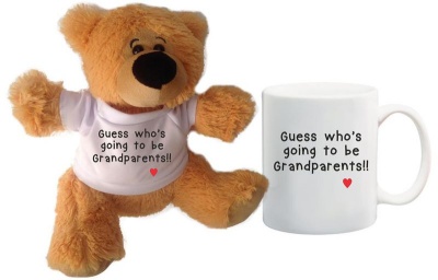Photo of Qtees Africa Guess Who's Going to be Grandparents Teddy Bear & Mug Combo