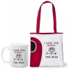 Qtees Africa I Love You Mommy This Much Mug & Red Tote Bag Combo Photo