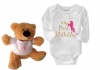 Qtees Africa 1st Birthday Unicorn Silhouette Baby Grow & Teddy Photo