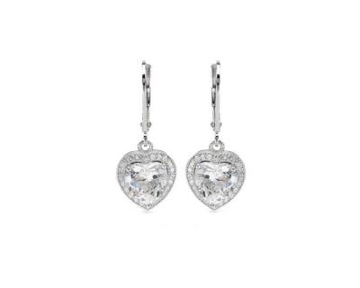 Photo of Miss Jewels 4.11ct CZ Heart Drop Earrings in 925 Sterling Silver