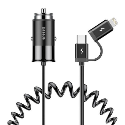 Photo of Baseus 1.2m - 4.8A 2in1 Enjoy Together USB Type-C & Lightning Car Charger