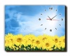 LASA Wall Art Painting with Clock - Sunflower Photo