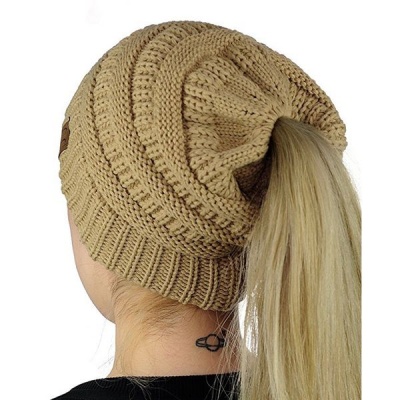 Beanie for Pony Tail Light Brown