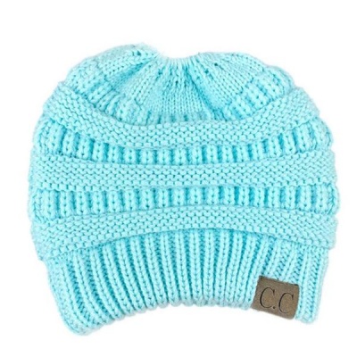 Beanie for Pony Tail Turquoise