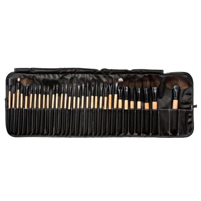 Photo of 32 Piece Synthetic Hair Cosmetic Makeup Brush Set - Black