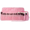 32 Piece Synthetic Hair Cosmetic Makeup Brush Set - Pink Photo