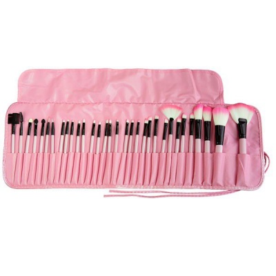 Photo of 32 Piece Synthetic Hair Cosmetic Makeup Brush Set - Pink