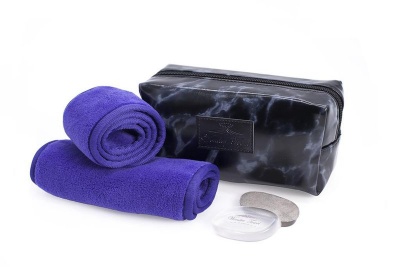 Photo of Wonder Towel Black Marble Luxury Cosmetic Bag Collection - Purple