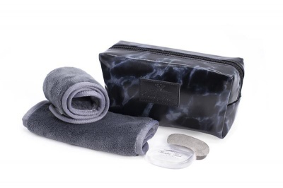 Photo of Wonder Towel Black Marble Cosmetic Bag Collection - Grey