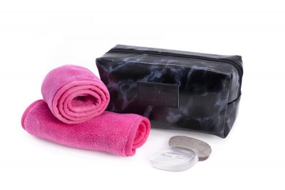 Photo of Wonder Towel Black Marble Cosmetic Bag Collection - Pink