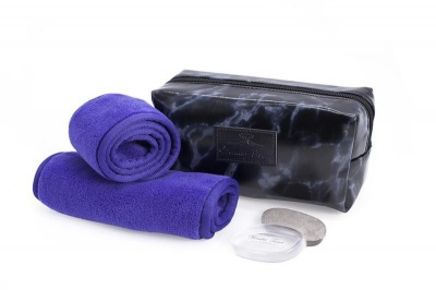 Photo of Wonder Towel Black Marble Cosmetic Bag Collection - Purple