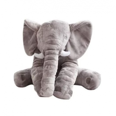 Iconix Stuffed Elephant Plush Pillow Grey