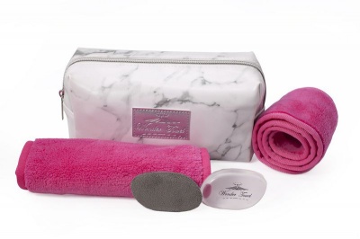 Photo of Wonder Towel White Marble Cosmetic Bag Collection - Pink