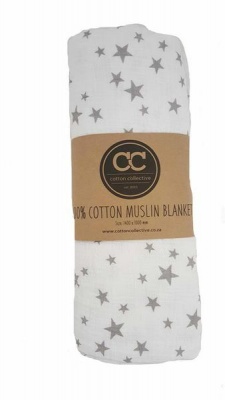 Photo of Cotton Collective Muslin Swaddle Baby Blanket - Star Design