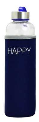 Photo of Continental Homeware 600ml Glass Bottle with Navy Blue Cloth