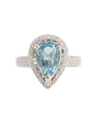 Photo of Miss Jewels -2.28ct Swiss Blue Topaz & Diamond 14K White Gold Ring