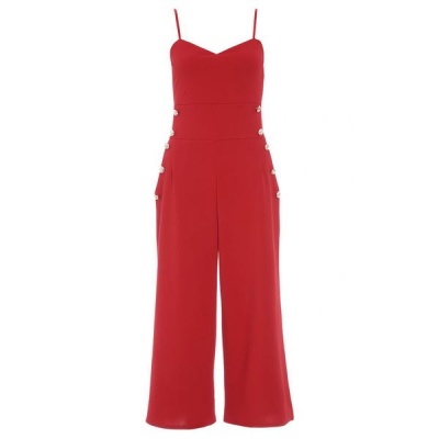 Photo of Quiz Button Culotte Jumpsuit - Red