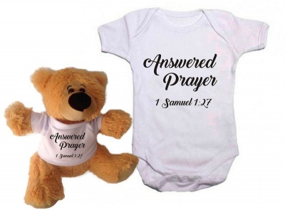 Photo of Qtees Africa Answered Prayer Baby Grow & Teddy Combo